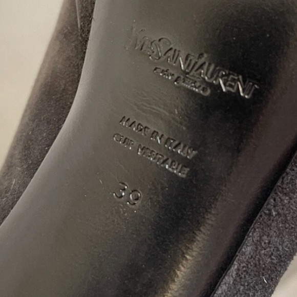 Brand New! YSL Yves Saint Laurent Gray Suede Tribute Boots 39 - Picture 6 of 9